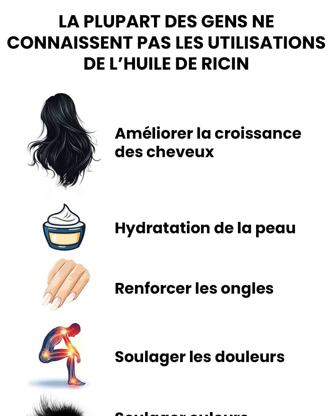 12 astuces avec de l'huile de ricin