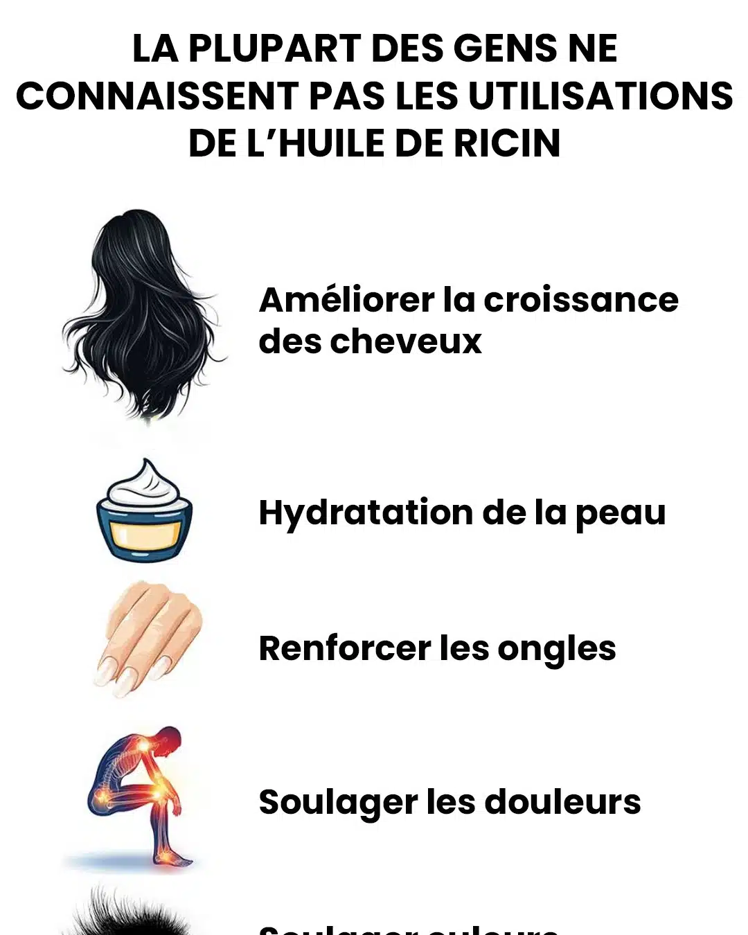 12 astuces avec de l'huile de ricin