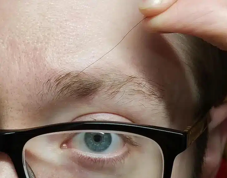 Poil de sourcil très long