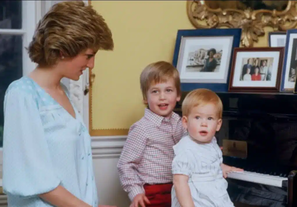 Diana partageant un moment complice avec ses fils William et Harry