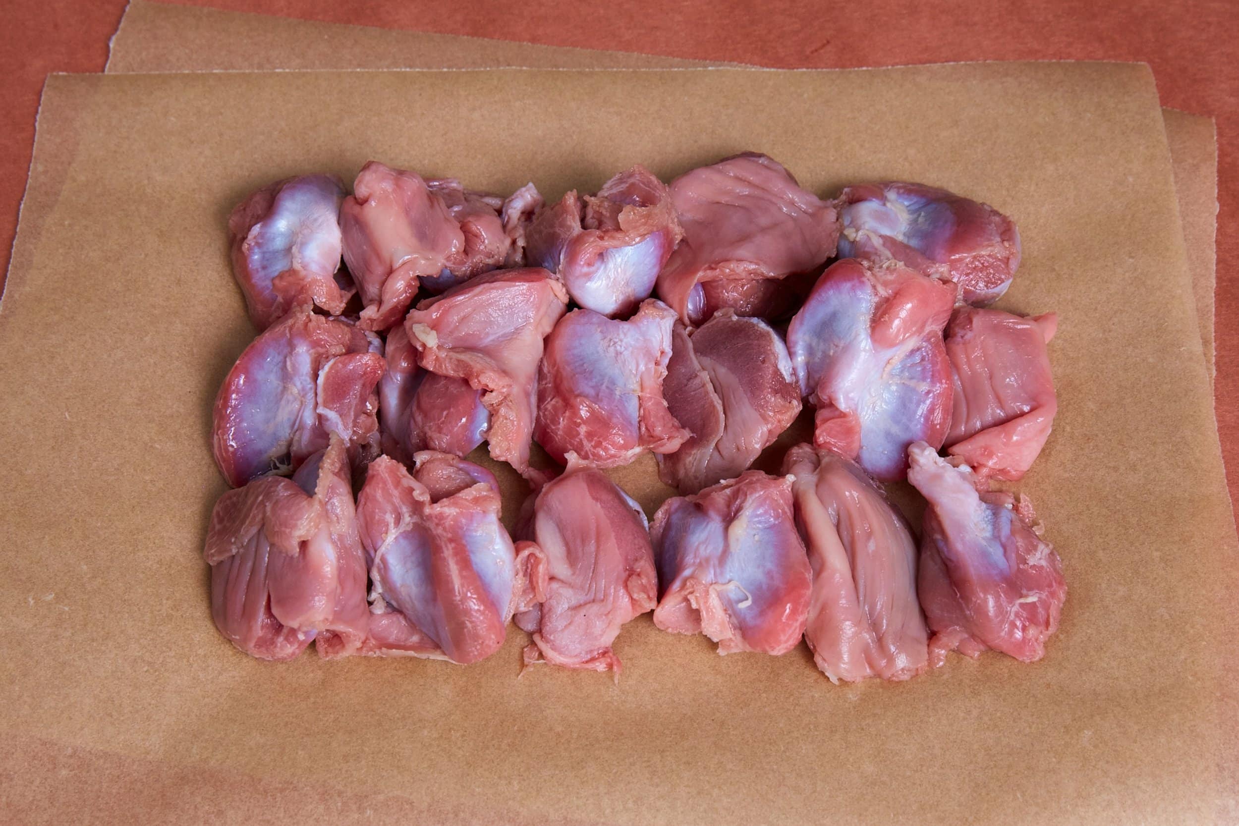 Préparation de gésiers en cuisine