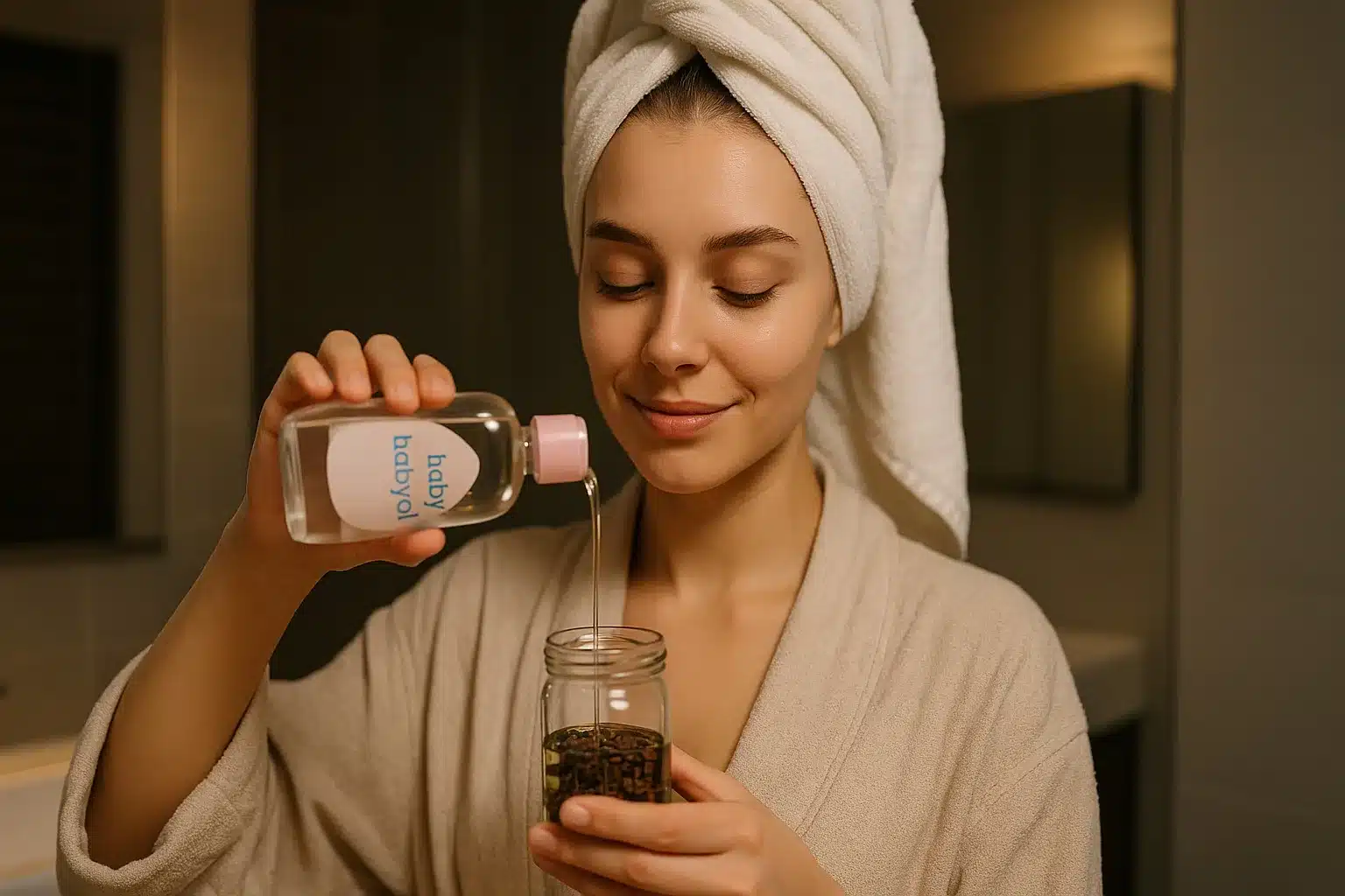 Flacon en verre contenant des clous de girofle dans de l'huile