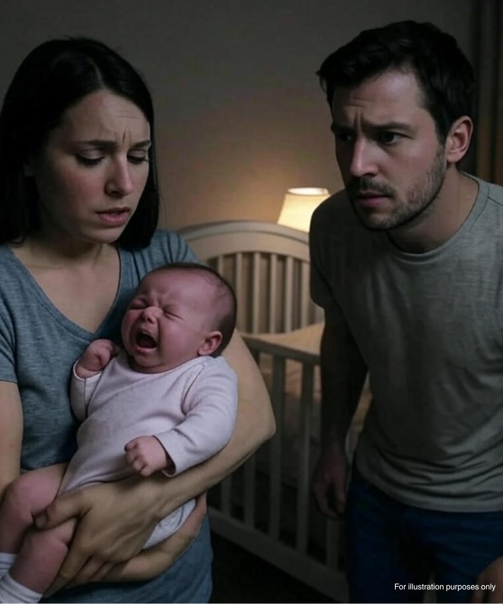 Chat Maine Coon près d'un nourrisson