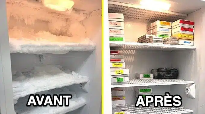 Congélateur avec une couche de givre importante à l'intérieur