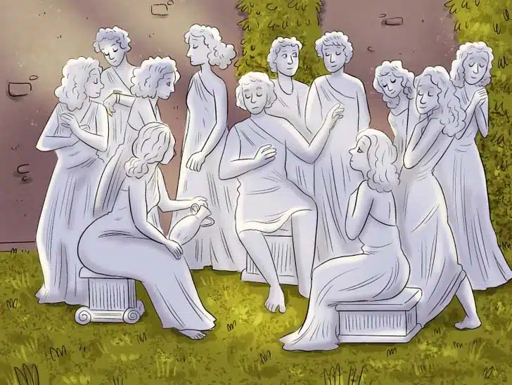 Statues avec un intrus humain