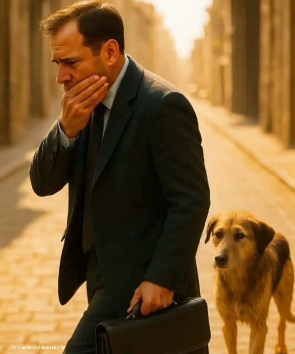 Chien errant fixant l’objectif avec intensité