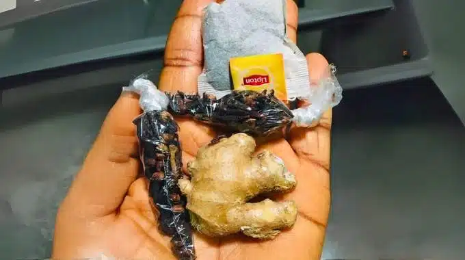 Préparation de l'infusion au thé, gingembre et clous de girofle
