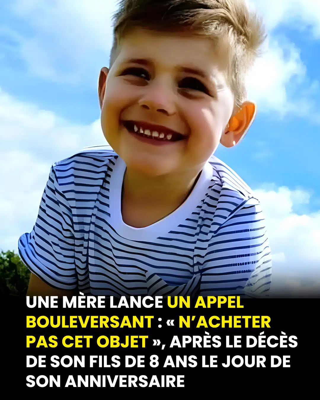 L'avertissement d’une mère après la mort de son fils de 8 ans dans un accident