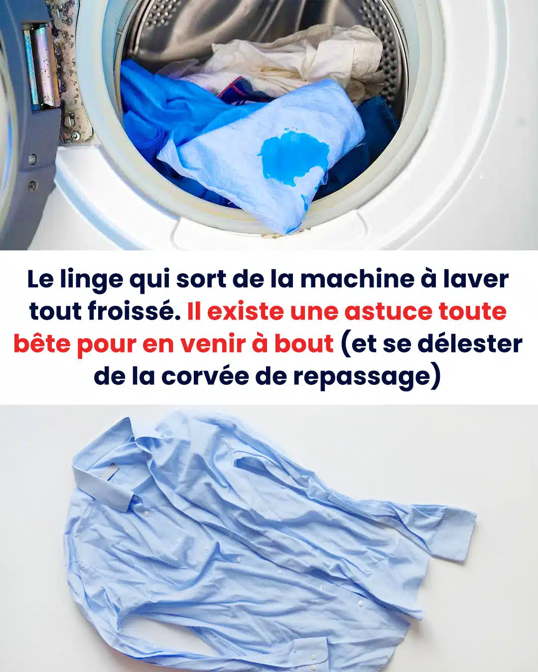 Le linge sort de la machine à laver tout froissé. Découvrez une astuce simple pour éliminer les plis et vous épargner la tâche du repassage