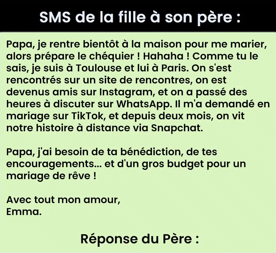 Le Message d’une jeune fille à son papa…