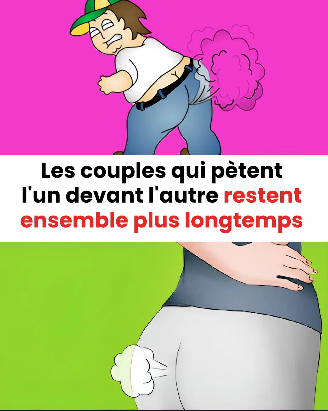 Les couples qui se permettent de péter en présence de l'autre ont tendance à rester ensemble plus longtemps