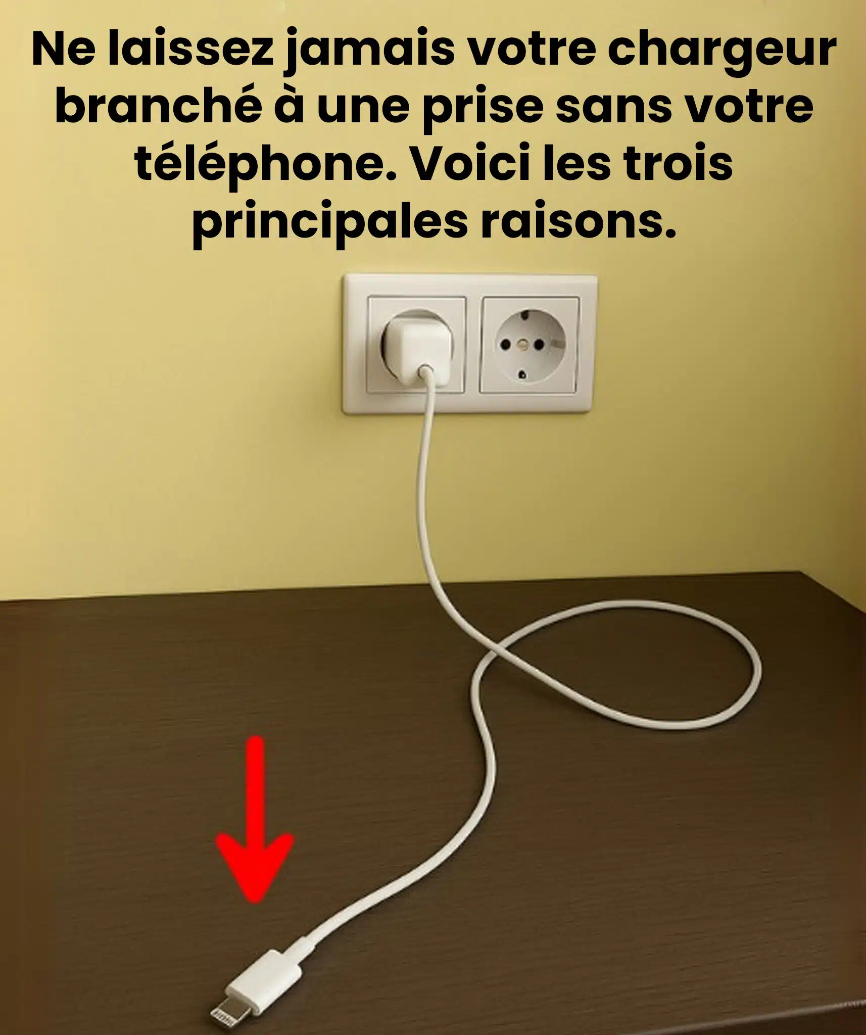 Ne laissez jamais un chargeur seul branché à une prise
