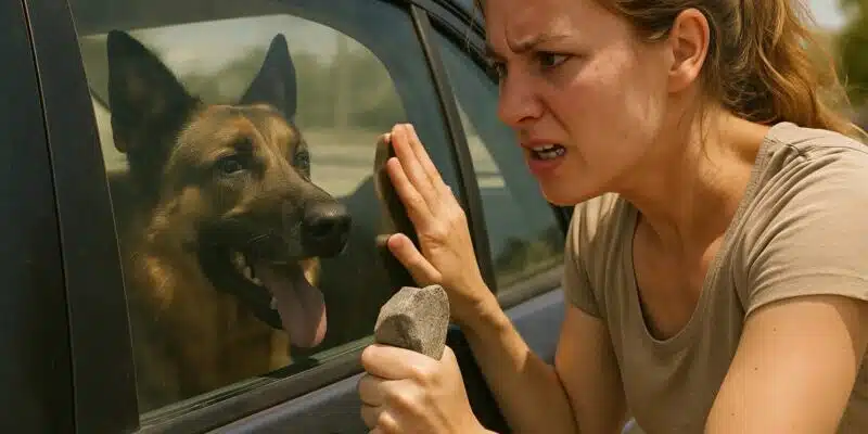 Chien en détresse dans une voiture fermée