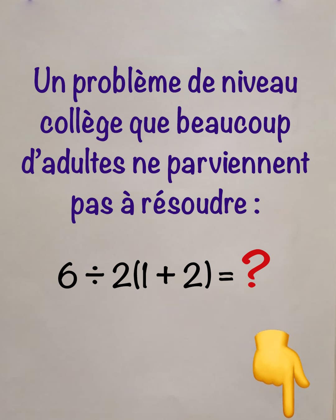 Un problème mathématique de niveau collège que beaucoup d’adulte n’arrive pas à résoudre