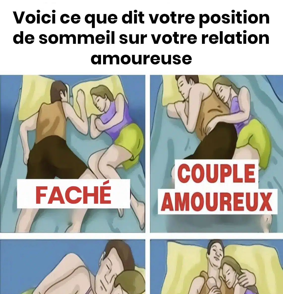 Votre position de sommeil en dit long sur votre relation de couple