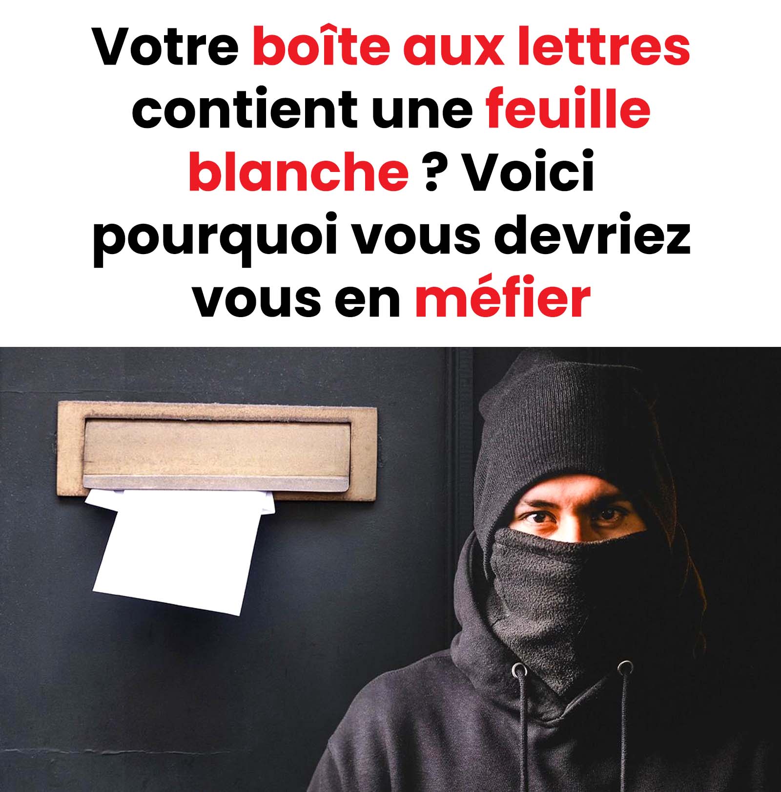 Vous avez trouvé une feuille blanche dans votre boîte aux lettres ? Voici pourquoi vous devriez être prudent